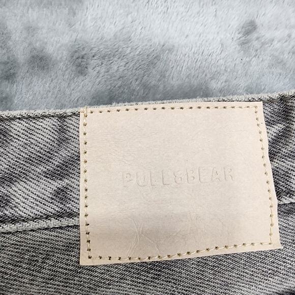 NEW Pull & Bear Jeans Womens 10 Gray High Rise Straight Leg Raw Hem Stretch - Picture 7 of 16